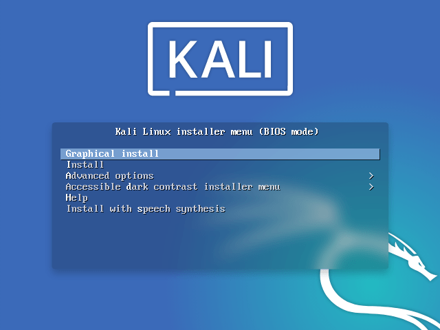 Kali Linux Boot Menu