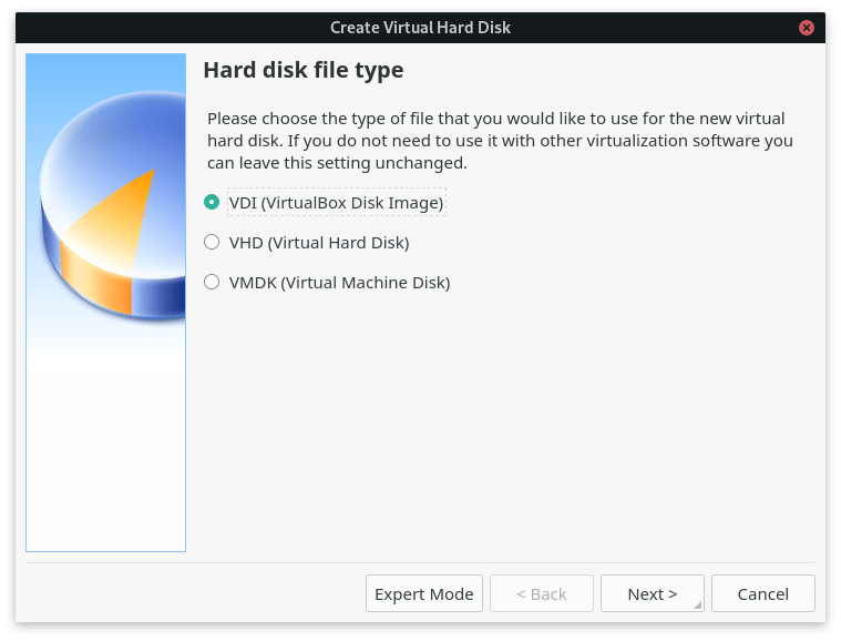 VirtualBox hard disk file type